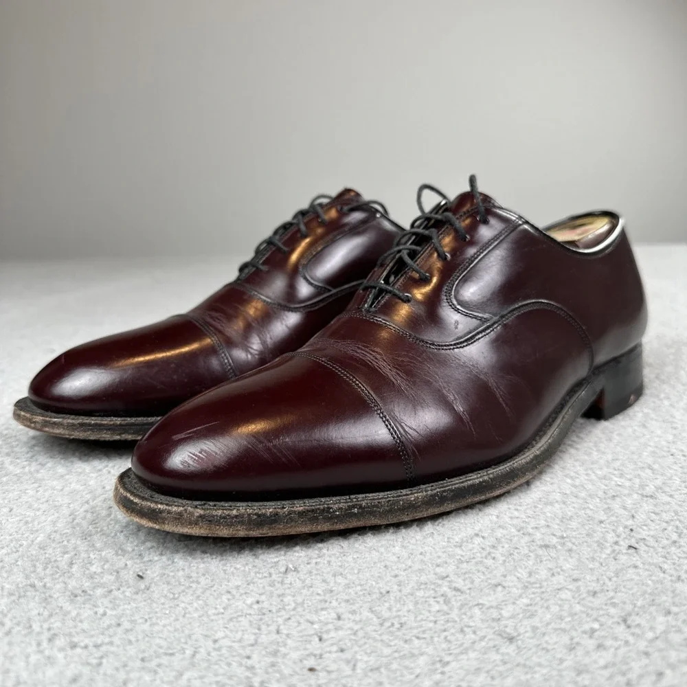 Johnston & Murphy Limited Oxford Cap Toe Shoes Men 9.5 Burgundy USA